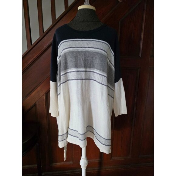 Loft Striped Color Block Soft Knit Dolman Sleeve Sweater Top - Picture 1 of 9